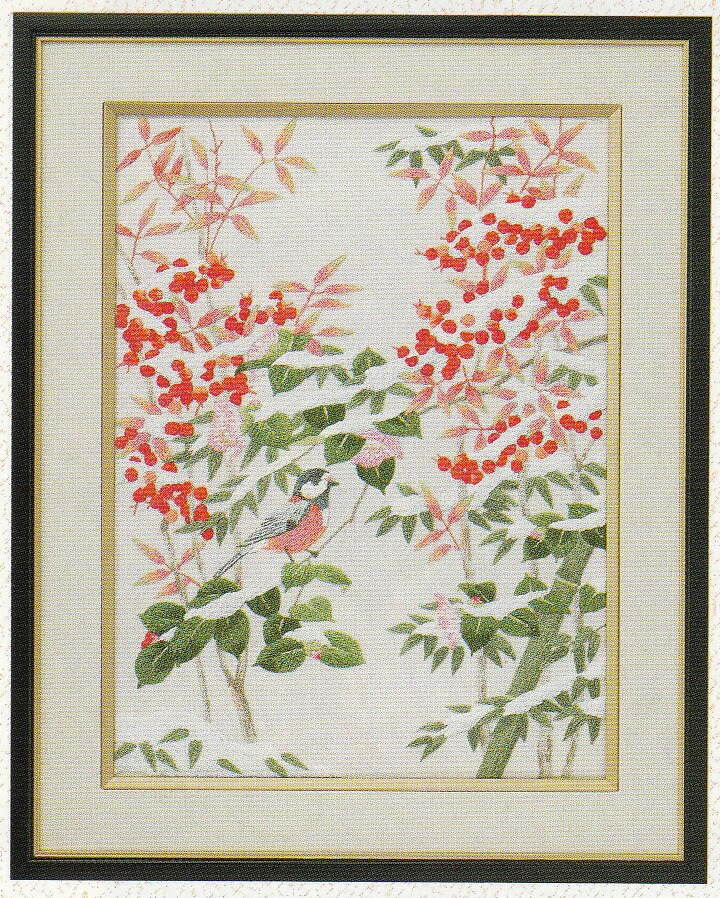 文化刺繍① 楽天市場】東京文化刺繍キット No162 椿と小鳥（3号） : ビワミンと