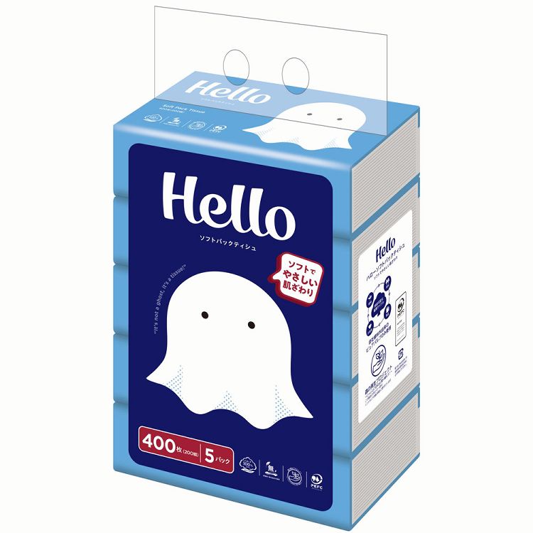【楽天市場】ティッシュペーパー Hello ソフトパック ハロー ソフトパックティシュ 200組×5個パック 5244箱なし ソフトティッシュ
