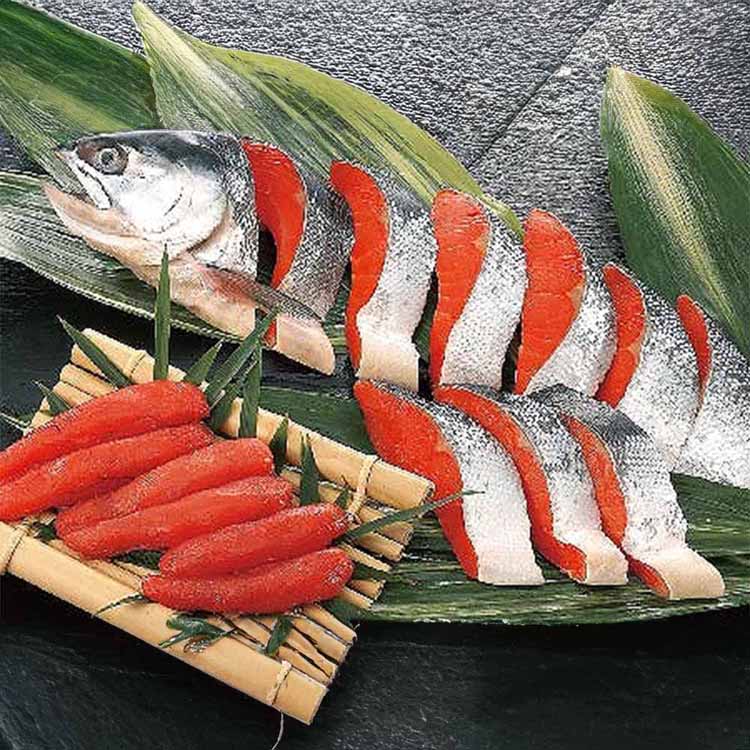 北田塩紅鮭半身1切・塩たらこ プレゼント ギフト 惣菜 紅鮭 切身 たらこ セット 塩漬け 噴火湾 北田 北田水産 【TD】 【代引不可】