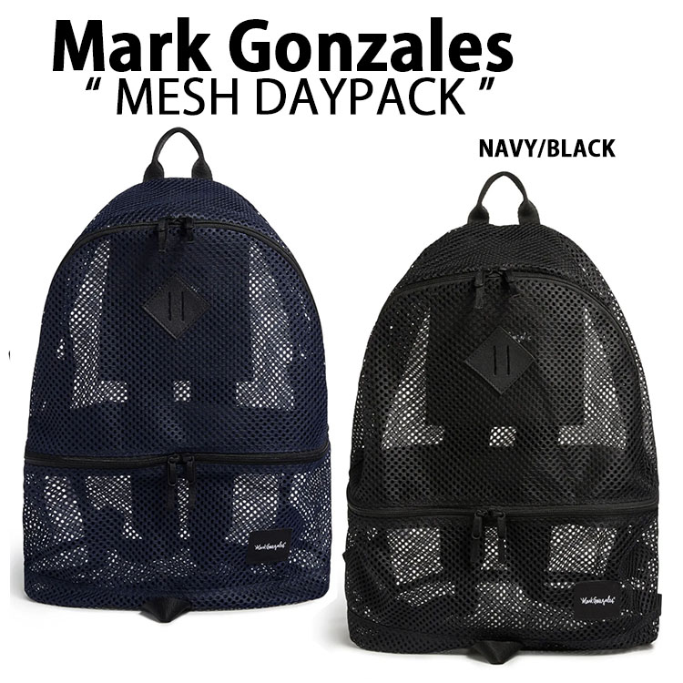 Mark Gonzales マークゴンザレス バックパック 韓国ブランド MESH DAYPACK メッシュバッグ 全面メッシュ デイパック リュックサック バックパック NAVY BLACK 24リットル ロゴ カジュアル 通学バッグ 韓国 メンズ レディース 3824031 3824033|select store LAILAC