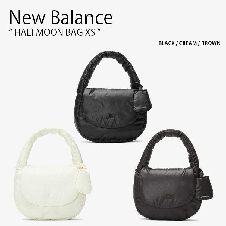 New Balance ニューバランス レディース ハンドバッグ HALFMOON BAG XS ハーフムーン バッグ トートバッグ ミニバッグ パディングバッグ ダウンバッグ かばん ロゴ カジュアル ストリート ブラック アイボリー ブラウン 女性用 NBGCEFW601【中古】未使用品