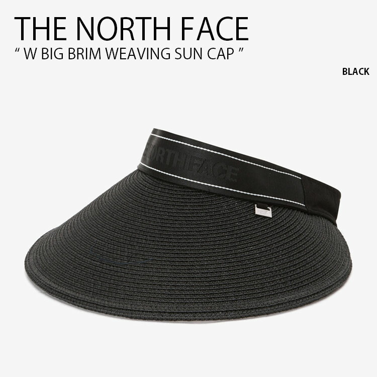 THE NORTH FACE 北の方人間の顔 レディース サンバイザー W BIG BRIM WEAVING SUN CAP ビッグ ブリム ウェービング サン 旗がしら かぶり笠 唾液広 サンキャップ UVとり捨てる 紫外線押しとどめる ロゴタイプ 心地好い 室外自然作用 黒いこと NE3CP10B【中古】未当て嵌める品