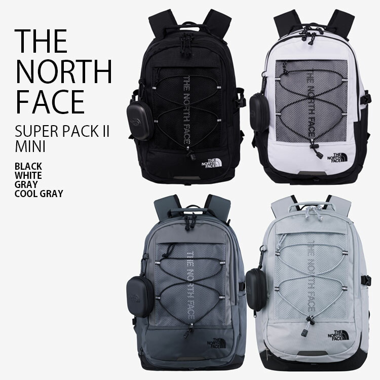 THE NORTH FACE ノースフェイス リュック SUPER PACK II MINI スーパー パック ミニ バックパック バッグ リュックサック デイパック A4収納 ポーチ付き WHITELABEL ブラック ホワイト グレー メンズ レディース 男女共用 男性用 女性用 NM2DR02J/K/L/M｜select store LAILAC