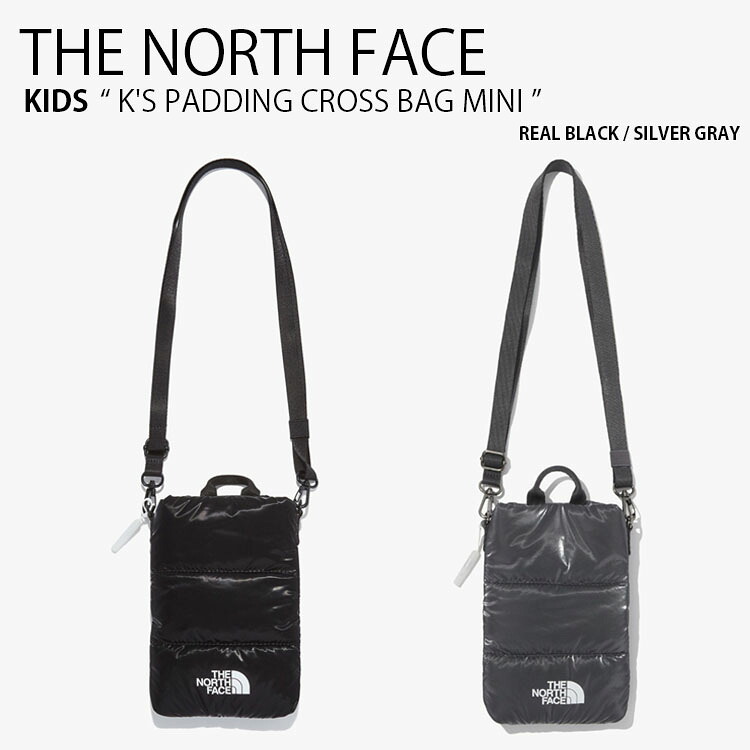 THE NORTH FACE ノースフェイス キッズ ショルダーバッグ KIDS K'S PADDING CROSS BAG MINI パディング クロス バッグ ミニバッグ ショルダーポーチ ロゴ カジュアル ストリート ブラック グレー 子供用 男の子 女の子 NN2PQ56R/S