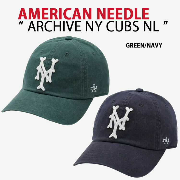 AMERICAN NEEDLE アメリカンニードル キャップ ARCHIVE NY CUBS NL GREEN NAVY ニグロリーグ ソフトキャップ ベースボールキャップ フリーサイズ クラシック グリーン ネイビー SMU694ENYC SMU694ANYC 【中古】未使用品