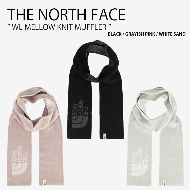 THE NORTH FACE ノースフェイス マフラー WL MELLOW KNIT MUFFLER ホワイトレーベル メロウ ニット マフラー ロゴ カジュアル ストリート 防寒 WHITELABEL ブラック ピンク ベージュ メンズ レディース 男性用 女性用 男女共用 NA5IR52J/K/L
