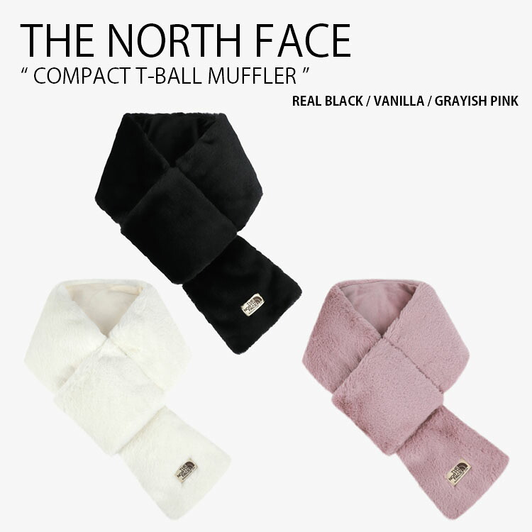 THE NORTH FACE ノースフェイス マフラー COMPACT T-BALL MUFFLER コンパクト ティーボール マフラー ティペット ファー ロゴ カジュアル ストリート 防寒 WHITELABEL ブラック ホワイト ピンク メンズ レディース 男性用 女性用 男女共用 NA5IR55J/K/L｜select store LAILAC