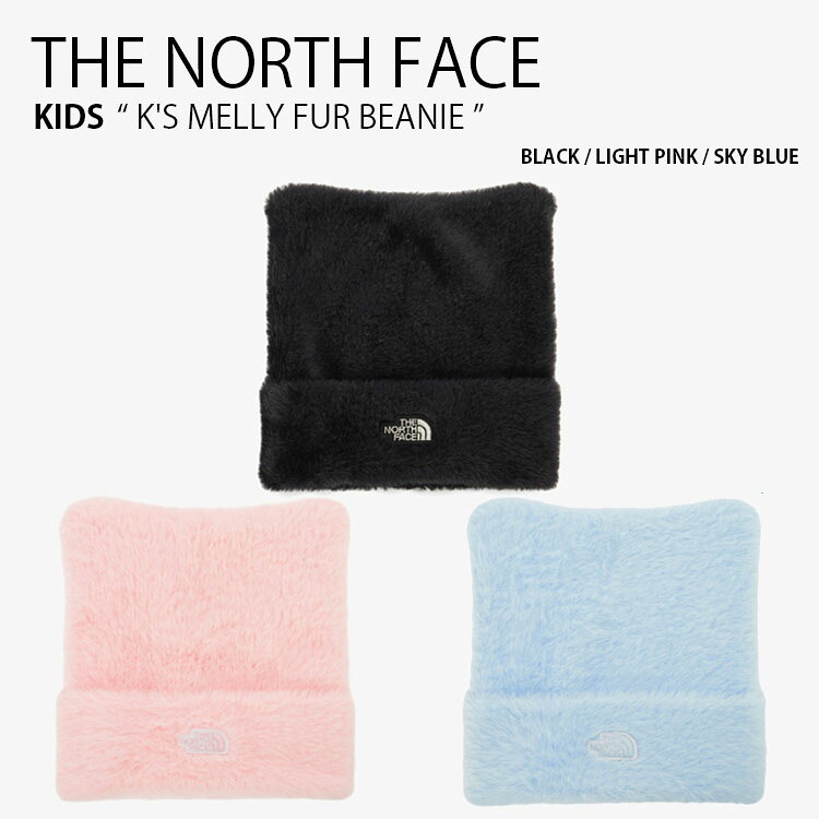 THE NORTH FACE 北の方人間の顔 キッズ 編み物帽 KIDS K\u0027S MELLY FUR BEANIE メリー 毛皮 ビーニー かぶり笠 編み物旗がしら 旗がしら ロゴタイプ 心地よい 表どおり 黒いこと サクラ色 青色 お坊っちゃん 御姉さん 赤ちゃん用 NE3BR55R/S/T