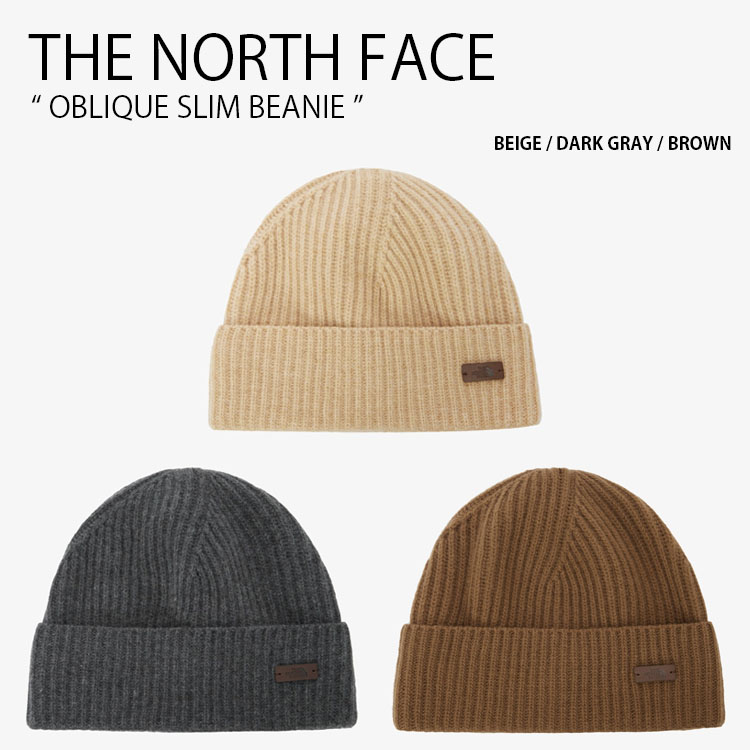 THE NORTH FACE ノースフェイス ニット帽 OBLIQUE SLIM BEANIE オブリーク スリム ビーニー 帽子 ニットキャップ ロゴ カジュアル ストリート ベージュ グレー ブラウン メンズ レディース 男性用 女性用 男女共用 NE3BR82A/B/C