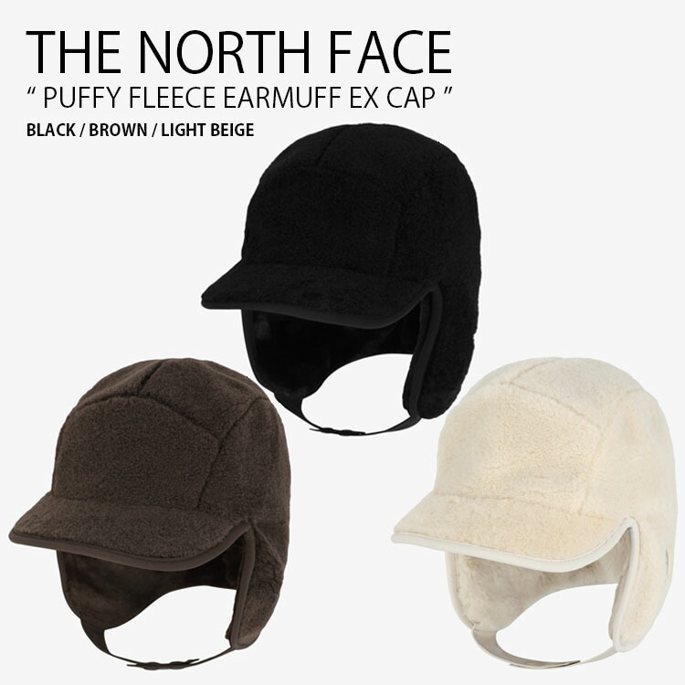THE NORTH FACE ノースフェイス キャップ PUFFY FLEECE EARMUFF EX CAP パフィー フリース イヤーマフ キャップ イヤーマフラー フライトキャップ 帽子 ボア ロゴ WHITELABEL ブラック ブラウン ベージュ メンズ レディース 男性用 女性用 NE3CR56J/K/L