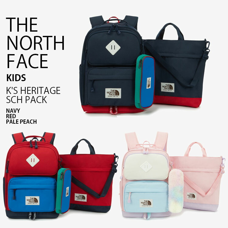 THE NORTH FACE 北の方人間の顔 キッズ 背嚢 K\u0027S HERITAGE SCH PACK ヘリテージ 学院 容器に並べる 背嚢 デイパック うしろ側容器に並べる 御徒面子 A4納める ロゴタイプ 心地好い 表どおり 米国海軍 赤いこと サクラ色 お坊っちゃん 御嬢さん 小わっぱ用 NM2DS04R/S/T