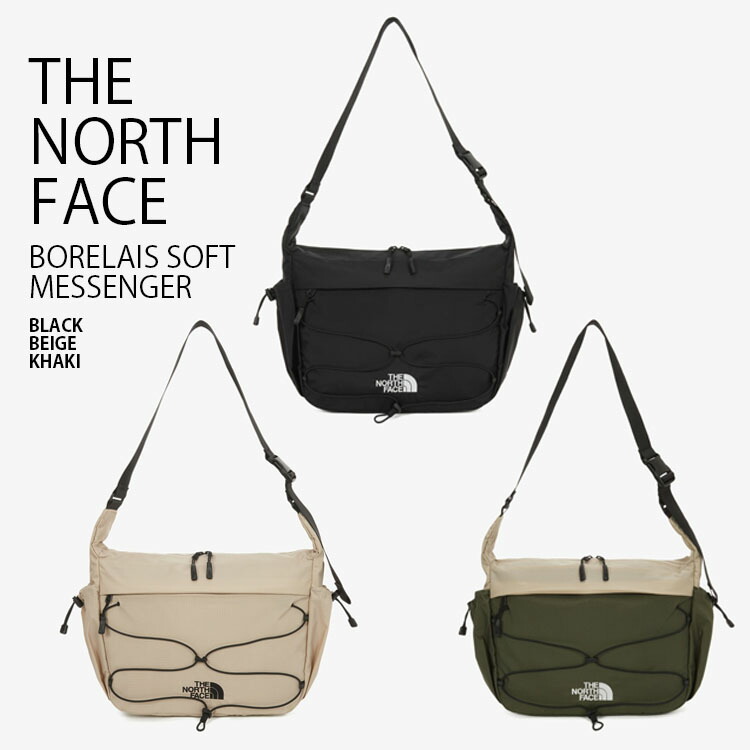 THE NORTH FACE ノースフェイス ショルダーバッグ BORELAIS SOFT MESSENGER ボレアリス ソフト メッセンジャー バッグ クロスバッグ A4収納 ロゴ カジュアル ストリート ブラック ベージュ カーキ メンズ レディース 男性用 女性用 男女共用 NN2PR57A/B/C