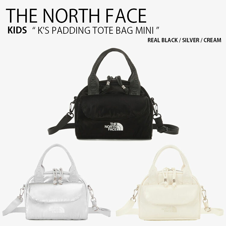 THE NORTH FACE ノースフェイス キッズ ショルダーバッグ K'S PADDING TOTE BAG MINI パディング トート バッグ ミニ バッグ パディングバッグ クロスバッグ ロゴ カジュアル ストリート ブラック シルバー アイボリー 子供用 男の子 女の子 NN2PR59R/S/T【中古】未使用品