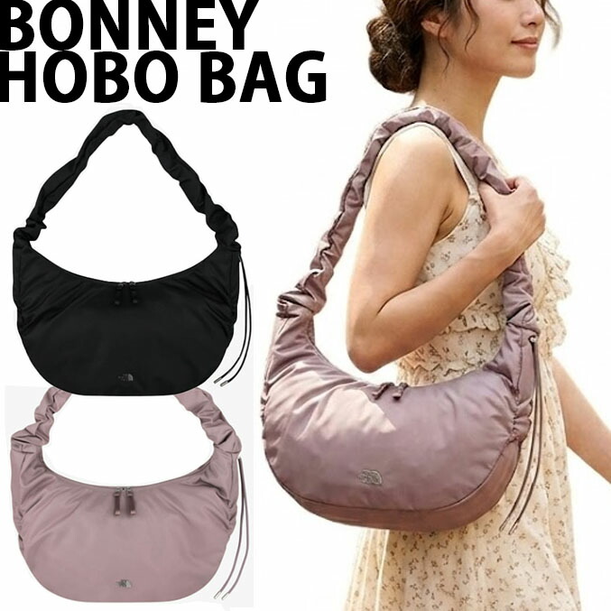 THE NORTH FACE ノースフェイス ショルダーバッグ シャーリングバッグ 三日月バッグ BONNEY HOBO BAG L ボニー ホーボーバッグ クロスバッグ ロゴ カジュアル ストリート WHITELABEL ブラック ピンク くすみカラー レディース NN2PR67L NN2PR66L/M