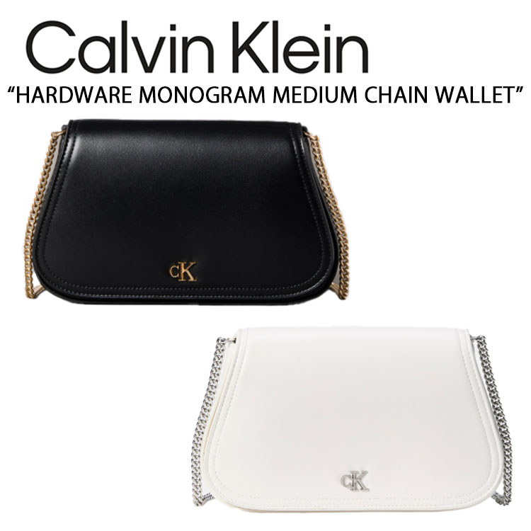 Calvin Klein Jeans カルバンクライン ショルダーバッグ ポーチ HARDWARE MONOGRAM MEDIUM CHAIN WALLET ハードウェア モノグラム ミディアム チェーン ウォレット BLACK IVORY 肩掛けバッグ カバン 4F1153G|select store LAILAC