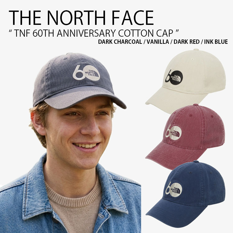 THE NORTH FACE ノースフェイス ベースボールキャップ TNF 60TH ANNIVERSARY COTTON CAP 60周年 コットン キャップ 帽子 カジュアル ストリート グレー アイボリー ワインレッド ネイビーブルー メンズ レディース 男性用 女性用 男女共用 NE3CS65A/B/C/D｜select store LAILAC