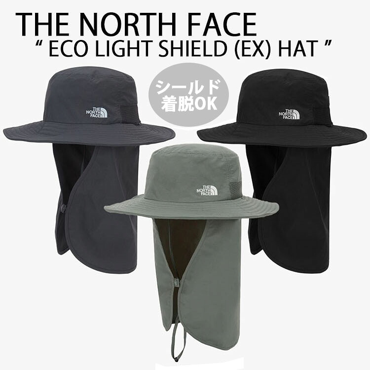 THE NORTH FACE 北の方人間の顔 サンシールド かぶり笠 ECO LIGHT SHIELD (EX) HAT 園地かぶり笠 UV取りすてる 紫外線取りすてる 冷感原料品 KHAKI CHARCOAL BLACK アウトドア 難民キャンプ 人間の顔差し固める ロゴタイプ 表どおり NE3HS10A/B NE3HR13A/B/C