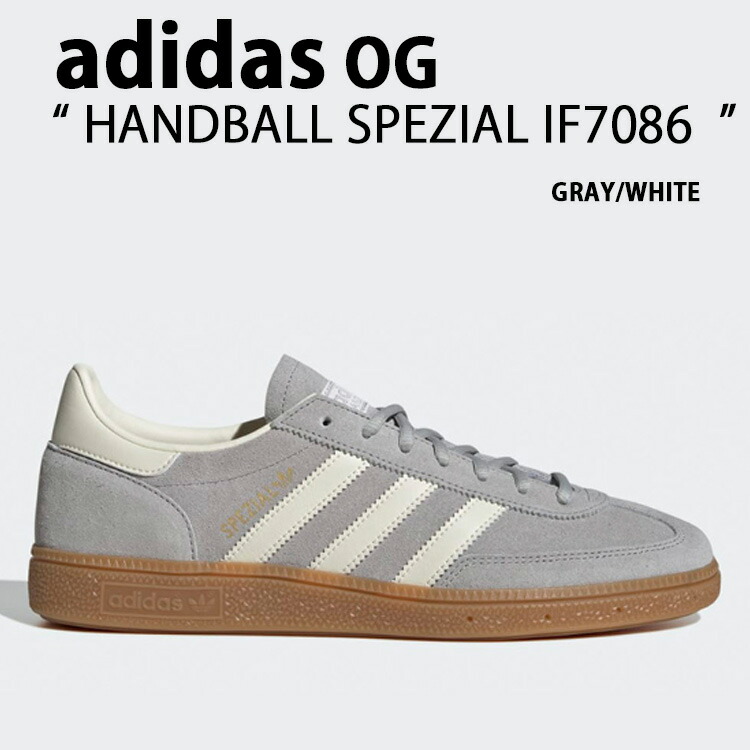 adidas Originals アディダス スニーカー HANDBALL SPEZIAL IF7086 GRAY WHITE ハンドボール スペツィアル スエードクロス シューズ 中庭系 Tトゥ 薄墨色 白いこと メンズ レディース 【中古】未当て嵌める品