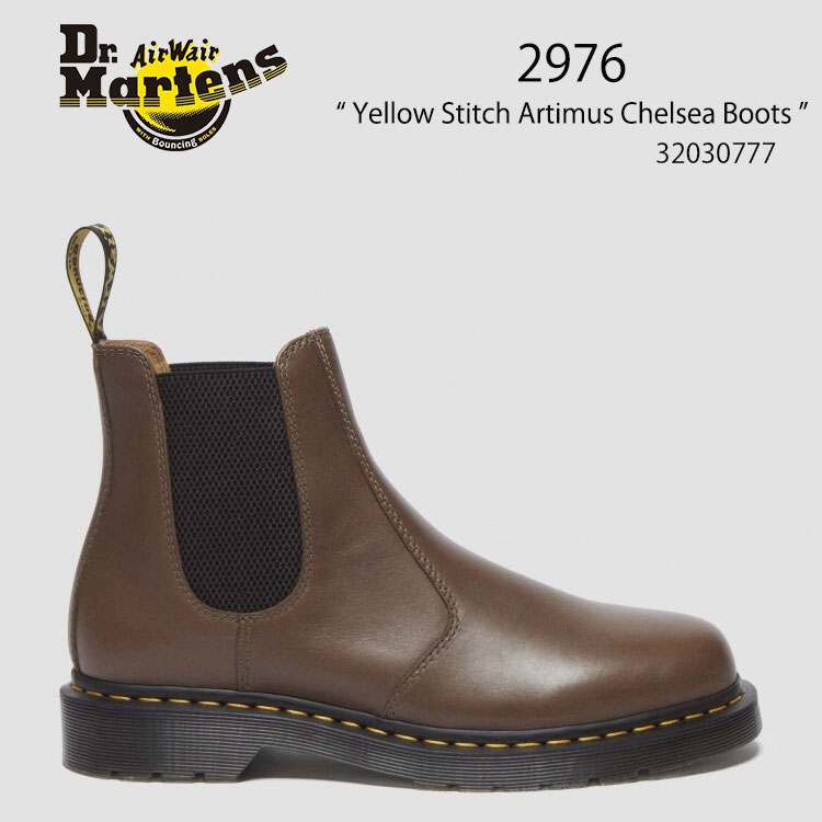 Dr.Martens ドクターマーチン サイドゴア レザーシューズ 2976 Yellow Stitch Artimus Chelsea Boots 32030777 Khaki カーキ チェルシーブーツ レザー メンズ レディース 男性用 女性用【中古】未使用品
