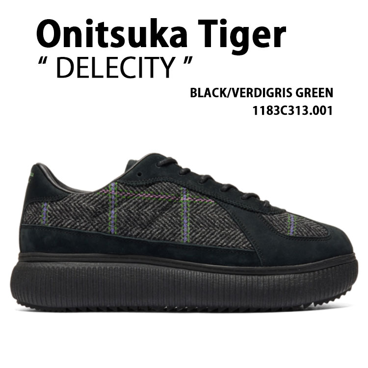 Onitsuka Tiger オニツカタイガー スニーカー DELECITY BLACK VERDIGRIS GREEN デレシティ ブラック ヴァーディグリスグリーン メンズ レディース 1183C313.001
