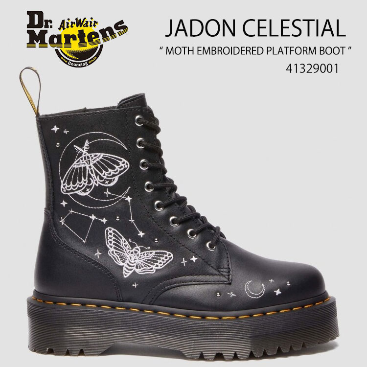 Dr.Martens お医者さんマーチン ブーツ JADON CELESTIAL MOTH EMBROIDERED PLATFORM BOOT 41329001 Black Softy T メンズ レディース 成人男性用 成人女性用【中古】未当て嵌める品