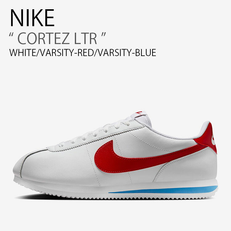 NIKE ナイキ スニーカー CORTEZ LTR コルテッツ レザー DM4044-108 ローカット ホワイト レッド ブルー メンズ 男性用【中古】未使用品