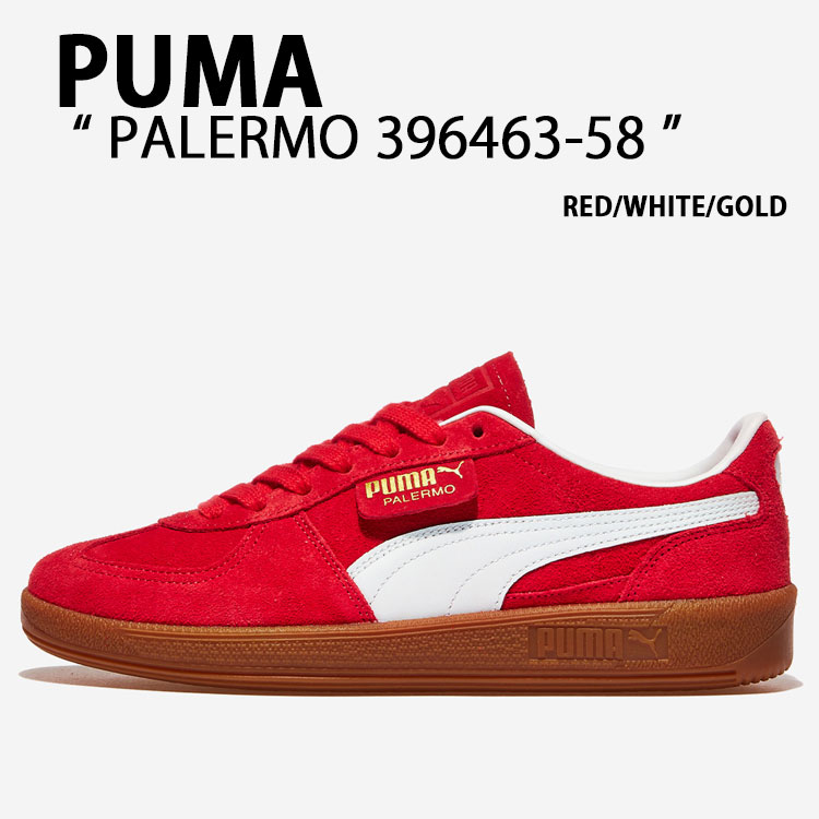 PUMA プーマ スニーカー PALERMO 396463-58 パレルモ RED WHITE GOLD シューズ レッド ホワイト ゴールド メンズ レディース【中古】未使用品