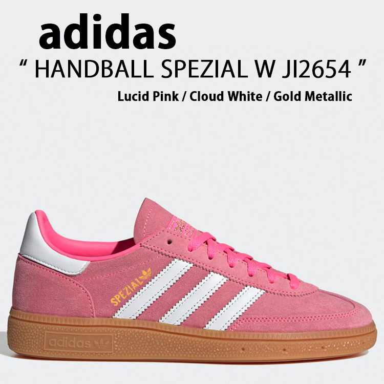 adidas originals アディダス スニーカー HANDBALL SPEZIAL W Lucid Pink / Cloud White / Gold Metallic JI2654 シューズ ハンドボール スペツィアル ルシードピンク クラウドホワイト ゴールドメタリック ラバーソール レディース【中古】未当て嵌める品 靴-スニーカー