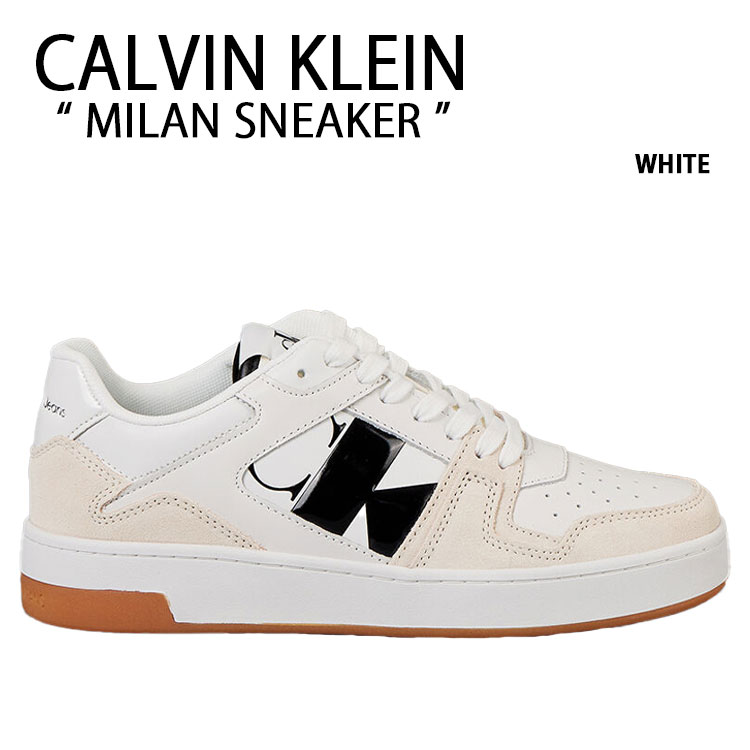 Calvin Klein カルバンクライン スニーカー MILAN SNEAKER WHITE CK シューズ レザー 本革 ミランスニーカー ホワイト ロゴ レディース YW01388 0K8｜select store LAILAC