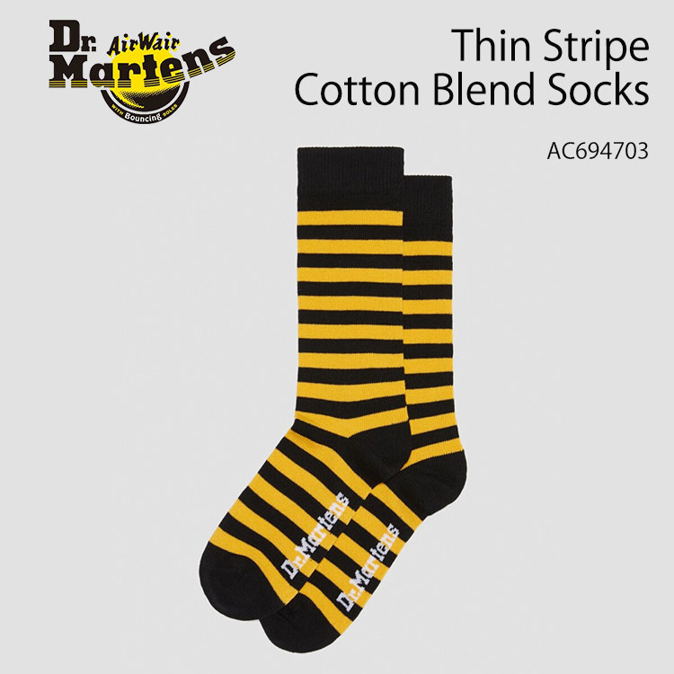 Dr.Martens ドクターマーチン 靴下 靴した ソックス Thin Stripe Cotton Blend Socks Yellow+Black Cotton Blend AC694703 イエロー ブラック レディース 女性用【中古】未使用品