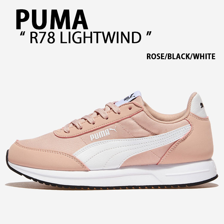 PUMA ピューマ スニーカー R78 LIGHTWIND 400267-06 シューズ ROSE BLACK WHITE サクラ色 黒いこと 白いこと レディース【中古】未当て嵌める品