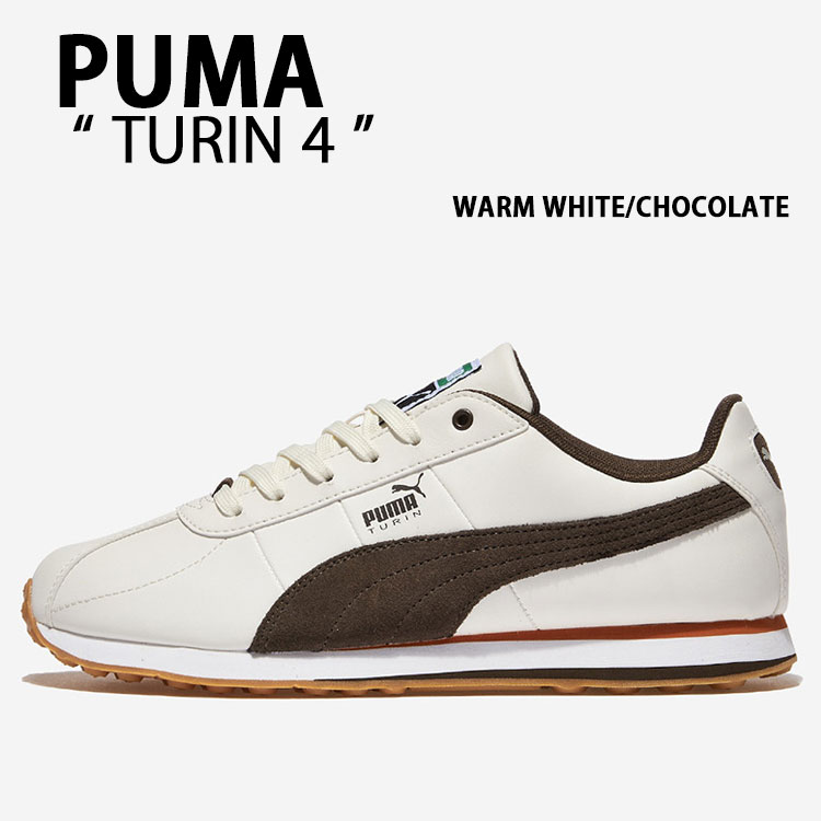 PUMA ピューマ スニーカー TURIN 4 WHITE BROWN 403825-01 シューズ チューリン4 白いこと 黒茶 メンズ レディース【中古】未当て嵌める品