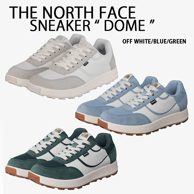 THE NORTH FACE 北の方人間の顔 スニーカー DOME シューズ ビッグロゴタイプ OFF WHITE GREEN LIGHT BLUE スエードクロスアッパー ウォーキングシューズ 象牙色 緑であること ともし火青み メンズ レディース NS94R43K/J/L