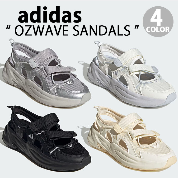 adidas アディダス スポーツサンダル OZWAVE SANDAL オズウェーブサンダル BLACK JS4582 ブラック OFF WHITE JS4577 オフホワイト GRAY JS4580 グレー CORE WHITE JS4576 コアホワイト サイズ調整 ストラップサンダル メンズ レディース【中古】未使用品
