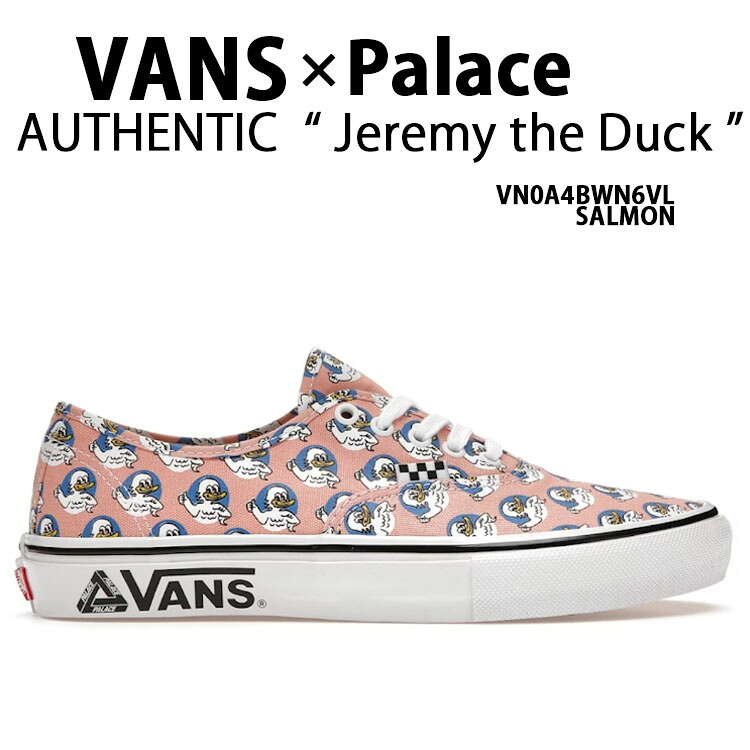 VANS バンズ スニーカー 押さえる Palace Skate Authentic Jeremy the Duck Salmon VN0A4BWN6VL 九重の天 滑る オーセンティック ジェレミーダック