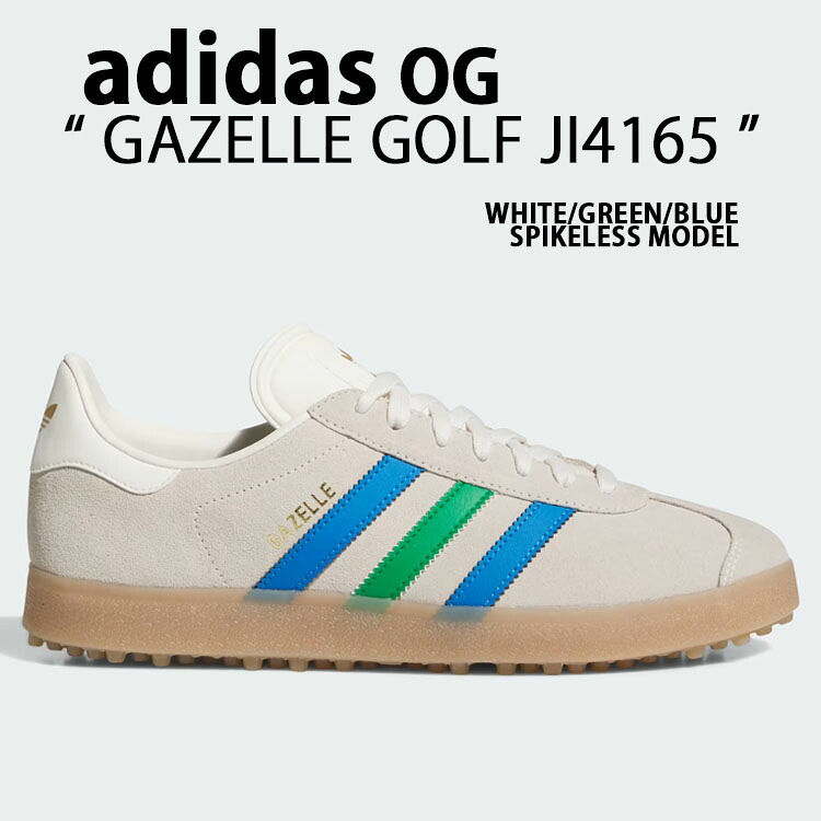 adidas originals アディダス スニーカー GAZELLE GOLF JI4165 ガゼルゴルフ CHALK WHITE GREEN BLUE シューズ レザーアッパー スパイクレスモデル ゴルフシューズ ニュアンスカラー くすみカラー メンズ レディース【中古】未使用品