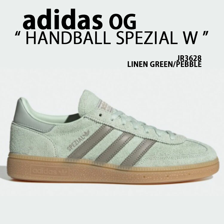 adidas originals アディダス レディース スニーカー HANDBALL SPEZIAL W GREEN SILVER JR3628 シューズ ハンドボール スペツィアル リネングリーン シルバーぺブル テラス系 T-トゥ ラバーソール【中古】未使用品｜select store LAILAC