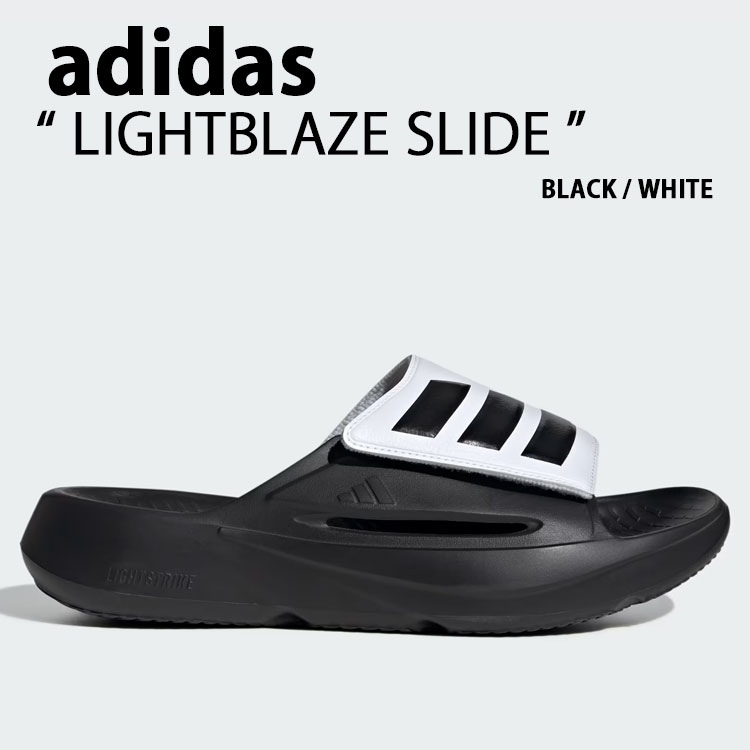 adidas originals アディダス 厚底 サンダル LIGHTBLAZE SLIDE JS3588 BLACK WHITE シューズ ライトブレイズ スライド ブラック ホワイト メンズ レディース【中古】未使用品