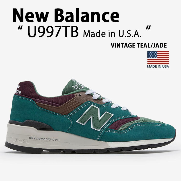New Balance ニューバランス メンズ スニーカー U997TB GREEN シューズ made in USA NewBalance997 グリーン ロゴ 本革 レザー【中古】未使用品｜select store LAILAC 36,010円