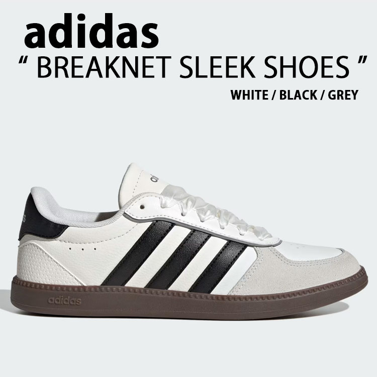 adidas originals アディダス スニーカー BREAKNET SLEEK SHOES JQ8253 WHITE BLACK ブレイクネット スリーク シューズ ホワイト ブラック スエード メンズ レディース【中古】未使用品