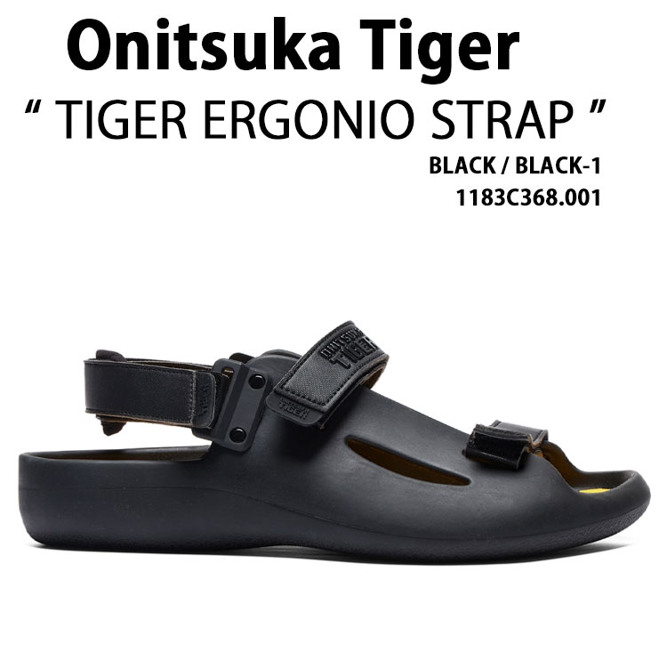 Onitsuka Tiger オニツカタイガー レディース 運動競技サンダル TIGER ERGONIO STRAP BLACK YELLOW 1183C368.001 シューズ 虎 エルゴニオ 同盟罷工一回り 黒いこと 黄色