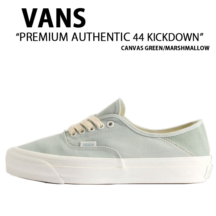 VANS バンズ スニーカー PREMIUM AUTHENTIC 44 KICKDOWN CANVAS GREEN MARSHMALLOW VN000D4YV0N 割り増し金 オーセンティック44 蹴りつける落ちこむ 帆布 緑であること マシマロ 成人男性用 亭主もち用