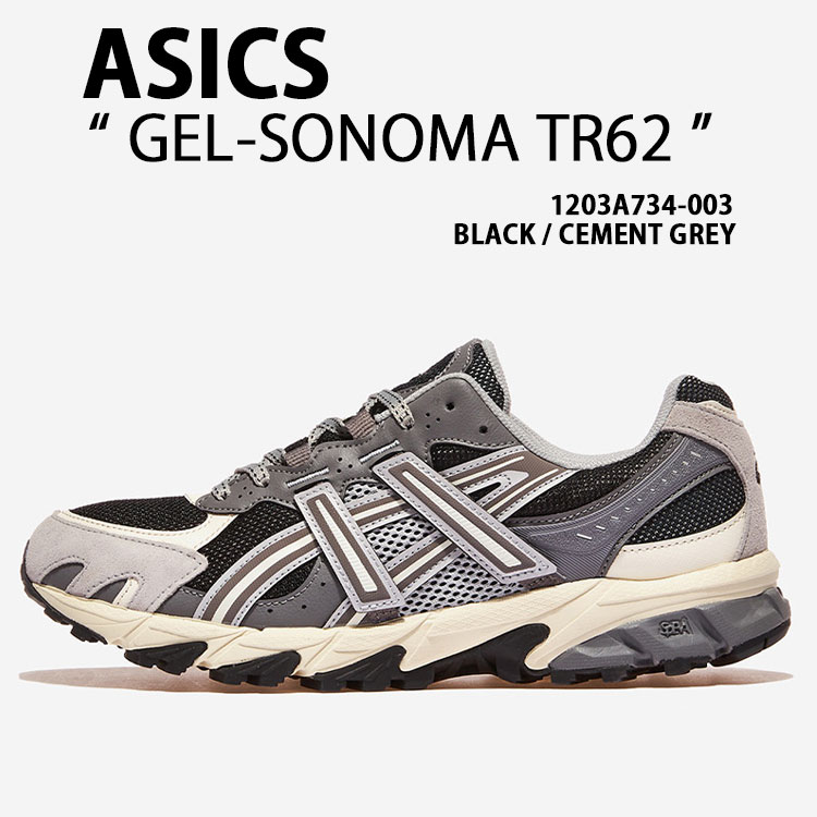 asics アシックス スニーカー GEL-SONOMA TR62 BLACK GREY 1203A734-003 シューズ ゲルソノマTR62 ランシュー メッシュ ブラック グレー メンズ レディース｜select store LAILAC