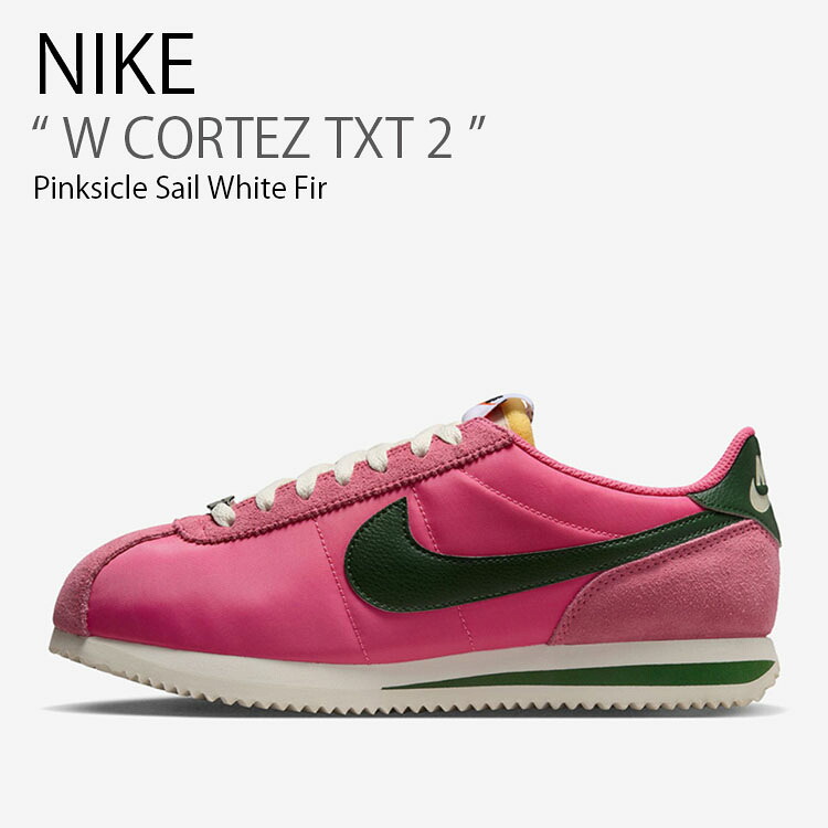 NIKE ナイキ レディース スニーカー W CORTEZ TXT 2 ウィメンズ コルテッツ テキスタイル IH2361-600 ローカット ピンク グリーン ホワイト ウィメンズ 女性用【中古】未使用品