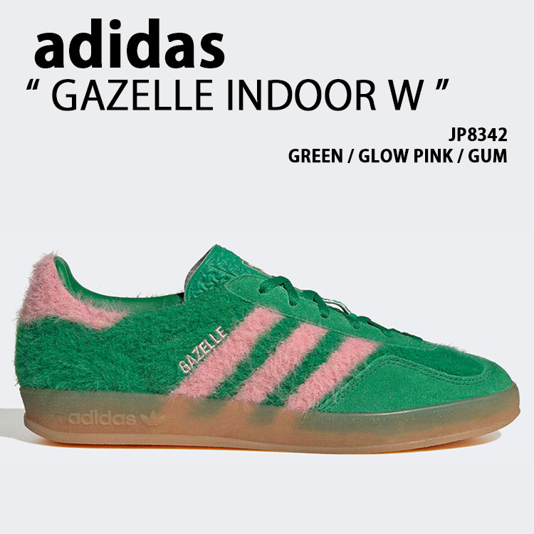 adidas originals アディダス レディース スニーカー GAZELLE INDOOR W JP8342 GREEN PINK シューズ ガゼルインドアW 緑であること サクラ色 中庭系 Tトゥ お上さん用【中古】未当てはめる品