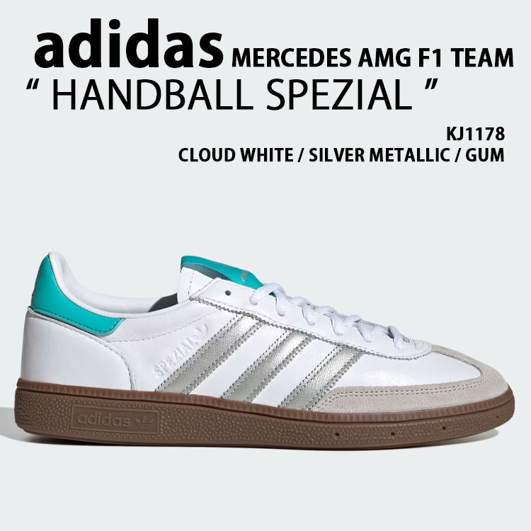 adidas originals アディダス スニーカー MERCEDES AMG F1 TEAM HANDBALL SPEZIAL KJ1178 シューズ メスセデスAMG ペトロナス F1チーム ハンドボールスペツィアル WHITE SILVER ホワイト シルバー メンズ レディース【中古】未使用品