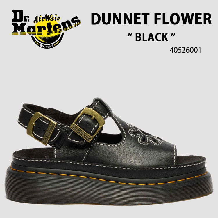 Dr.Martens お医者さんマーチン レディース サンダル DUNNET FLOWER SANDAL 40526001 シューズ ダネットフラワーサンダル 大きさ合わせる ガムソール BLACK 黒いこと【中古】未当て嵌める品