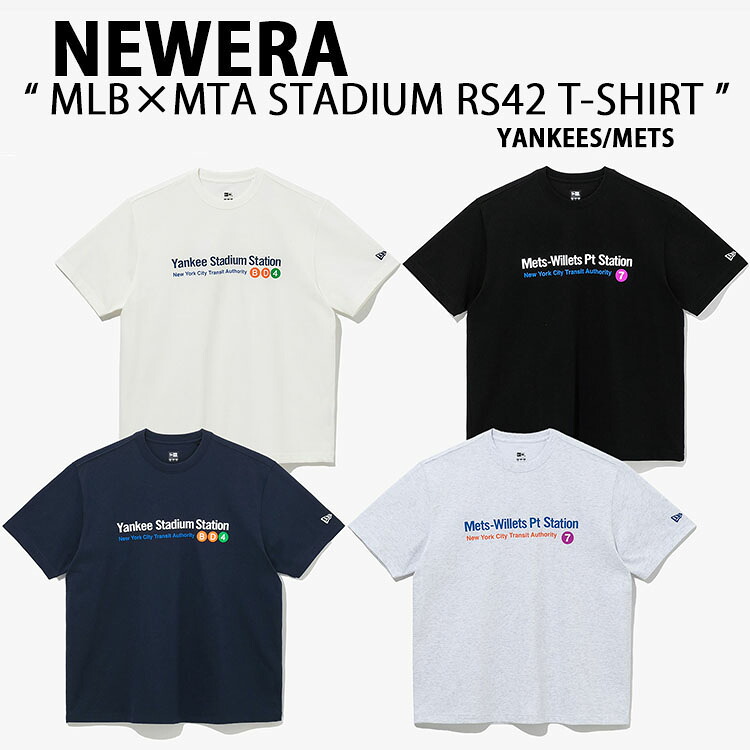 NEWERA ニューエラ Tシャツ サブウェイシリーズ AP MTA MLB RS42 YANKEE STADIUM ヤンキースタジアム WILLETS PT ウィレッツポイント 半袖Tシャツ ロゴ カットソー 地下鉄シリーズ コラボ メンズ レディース