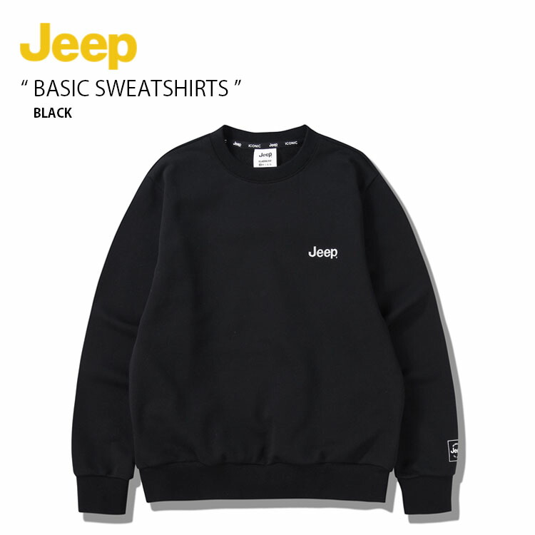 Jeep ジープ 流汗 ベーシック SWEATSHIRTS 第一義的 トレーナー 長袖 調教師 ティーシャツ ラウンド素っ首 労働者の一団素っ首 ロゴタイプ 心地好い 表どおり 黒いこと メンズ レディース 成人男性用 成人女性用 男女共用 JQ1TSU802BK