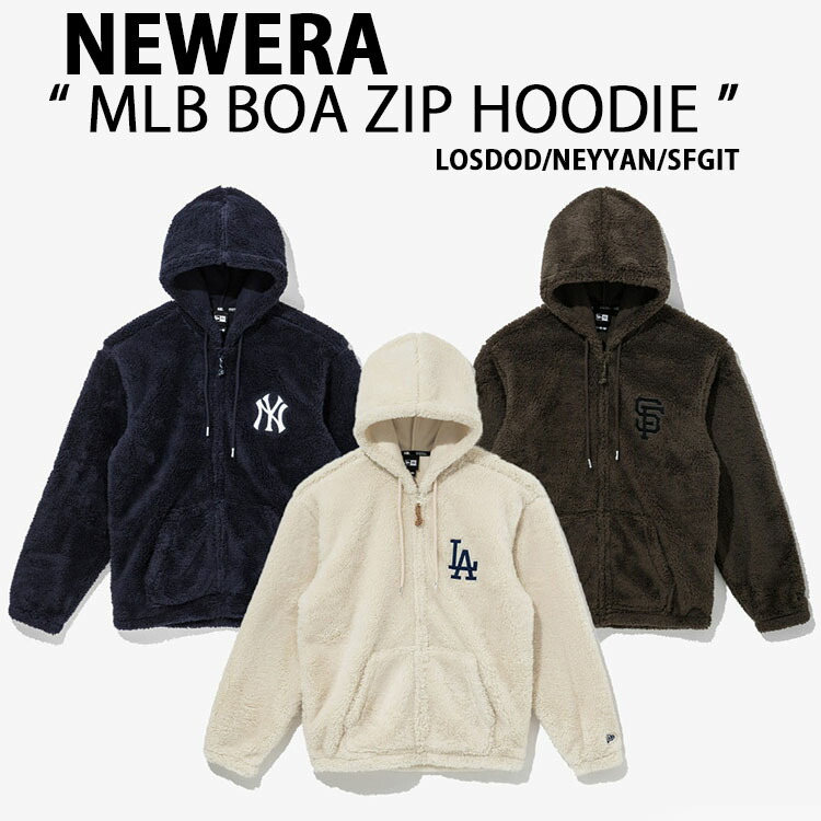 【即納商いものあり/国内送りとどける】NEWERA ニュー内鰓 パーカー ボアフリース AP MLB SOFT BOA HOOD JACKETドジャース BOFF WHITE ヤンキース NAVY ジャイアンツ BROWN シップアップパーカー セミオーバーフィット 13338647 13338645 13338646 パーカー-トップス